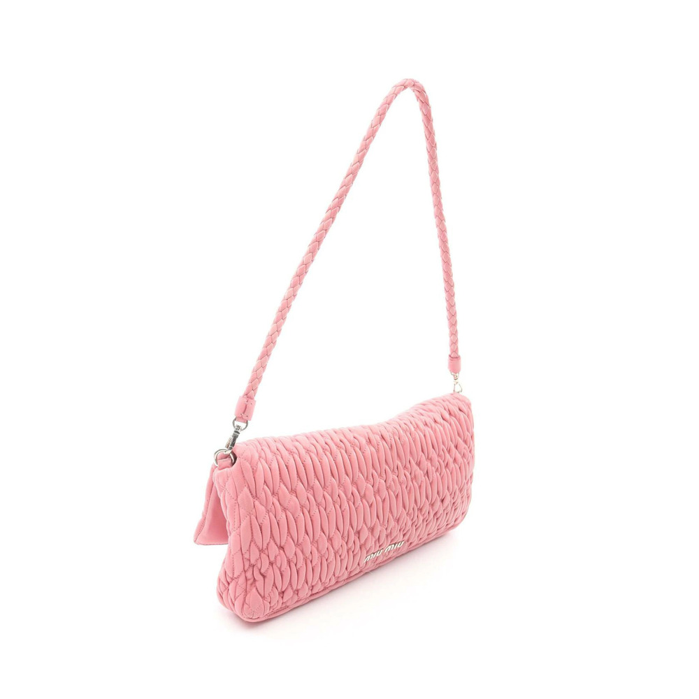 Miu Miu Leather NAPPA Pink Matelasse Bag CRYSTAL Shoulder